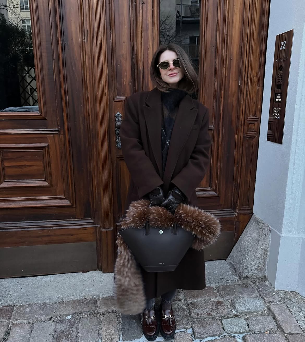 Chic Brown Winter Coat With Luxe Fur Accents