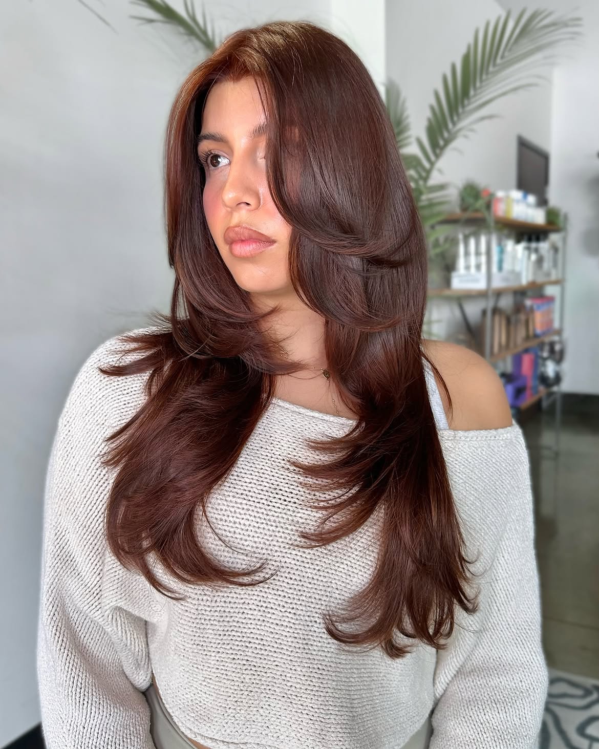 Chic Layered Chestnut Brown Hair With Face Framing