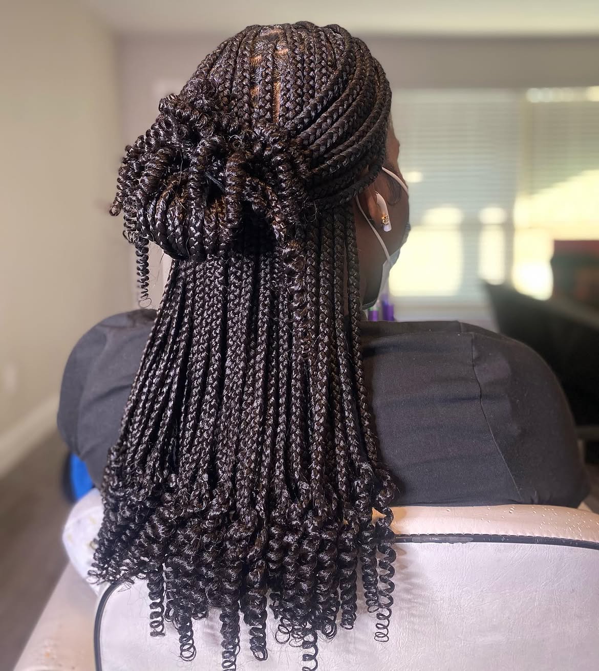 Chic Medium Knotless Braids With Curly Ends