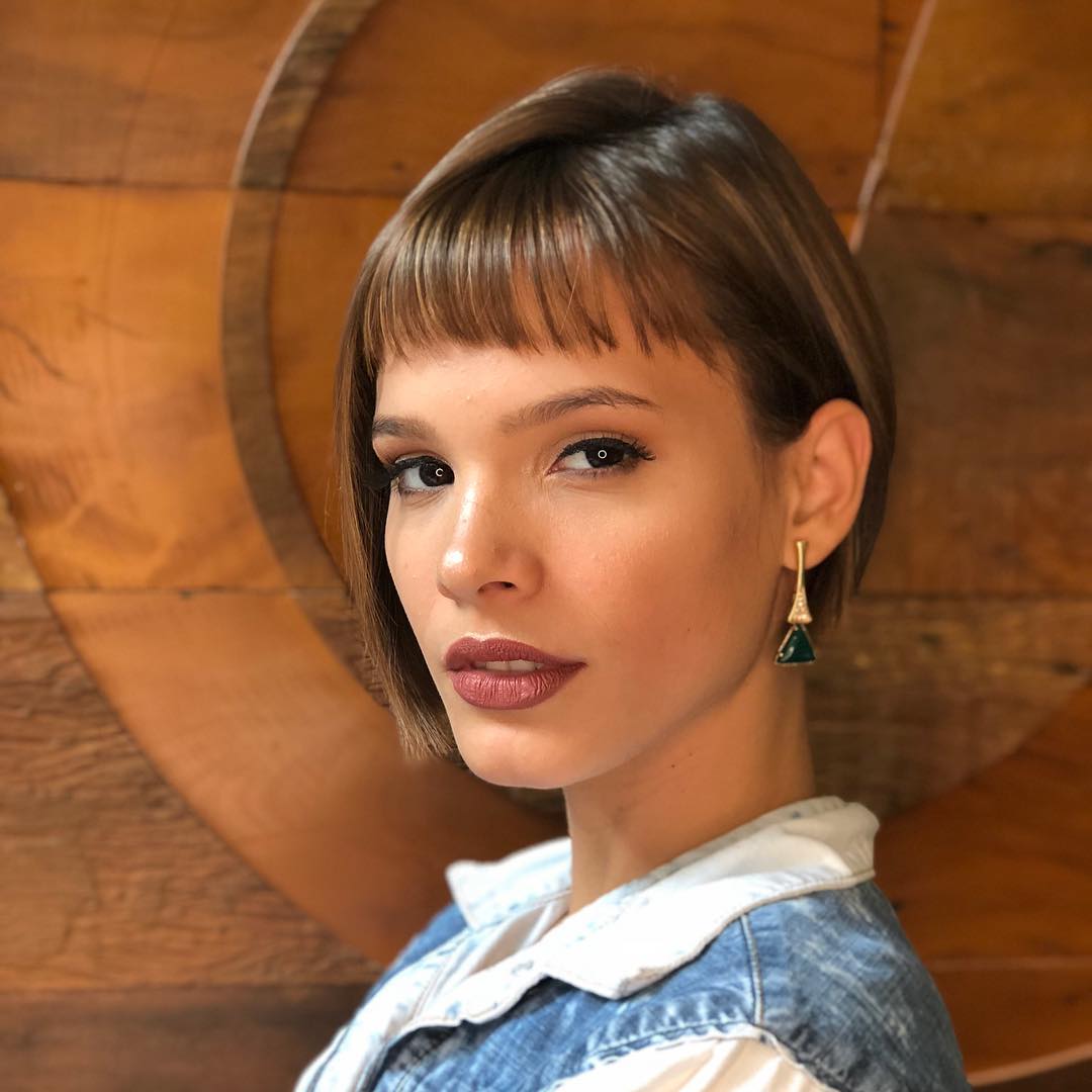 Chic Micro Bangs With Sleek Brown Bob