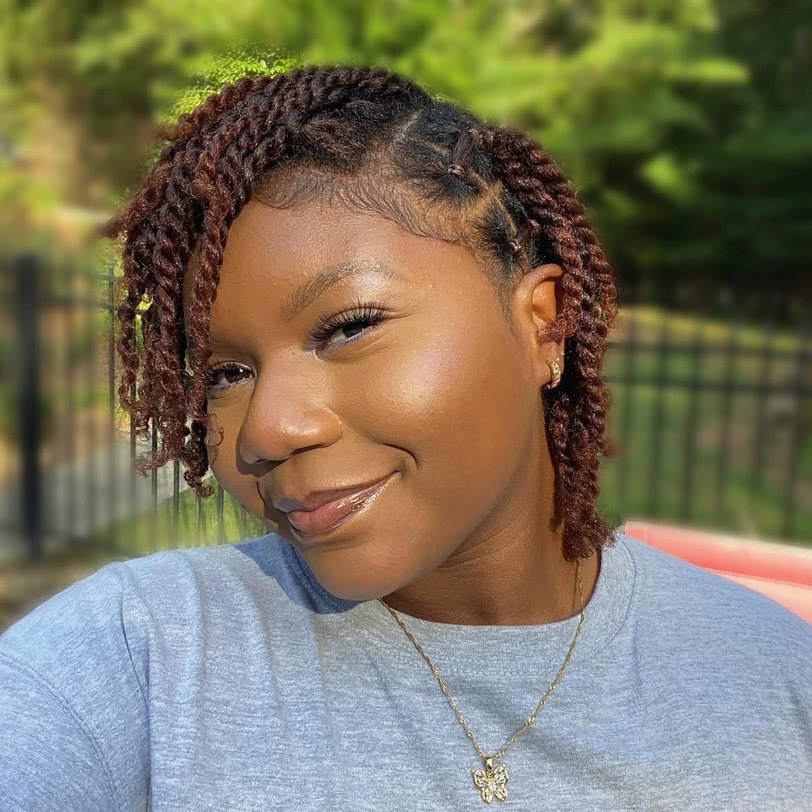 Chic Mini Twists With Auburn Highlights