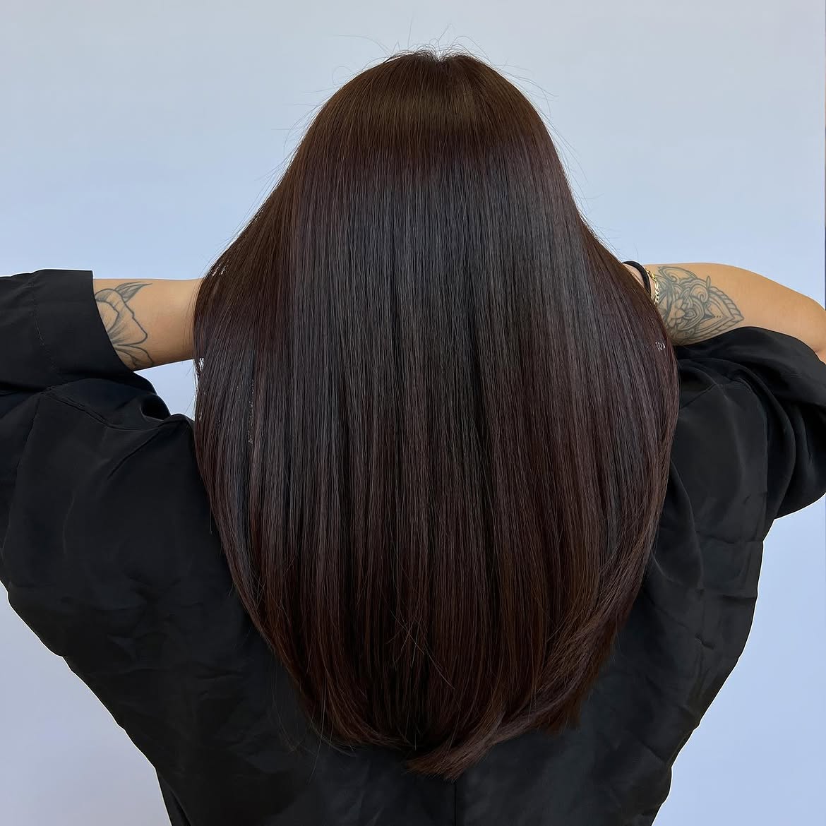 Chic One-Length Cut With Espresso Glossy Finish