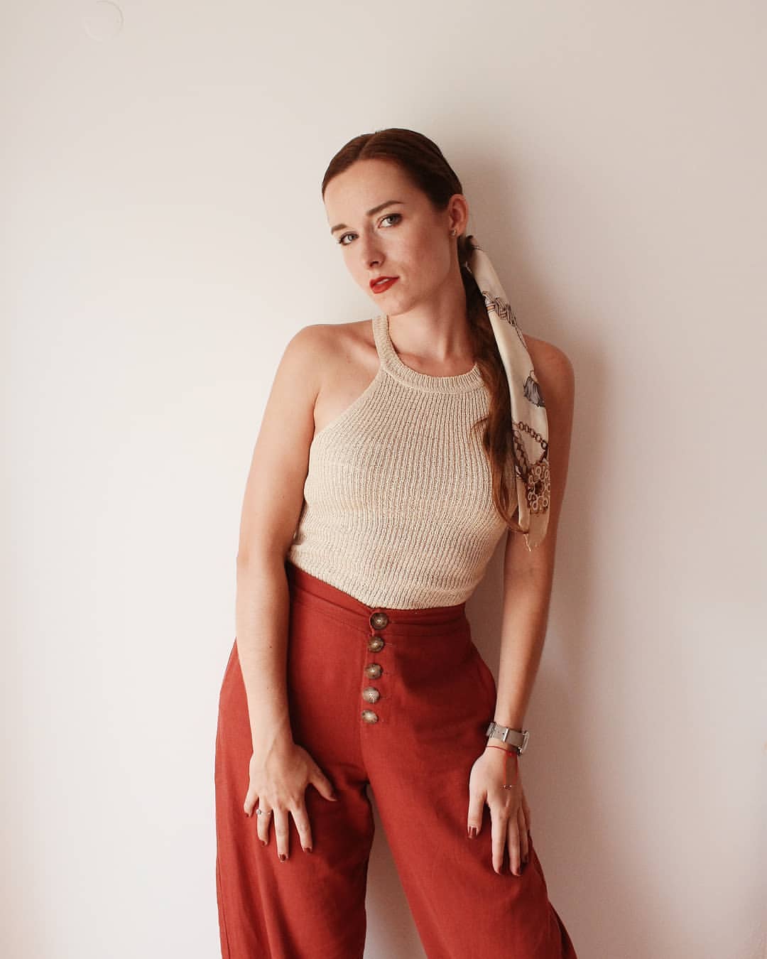 Chic Scarf Tied Low Ponytail