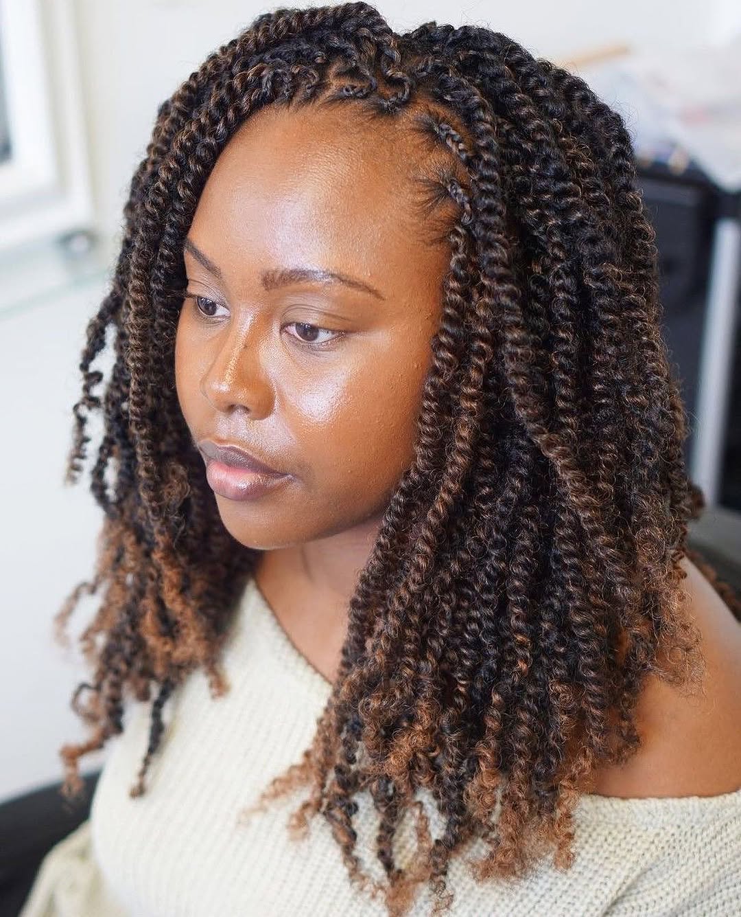 Chic Two-Tone Crochet Twists With Defined Curls