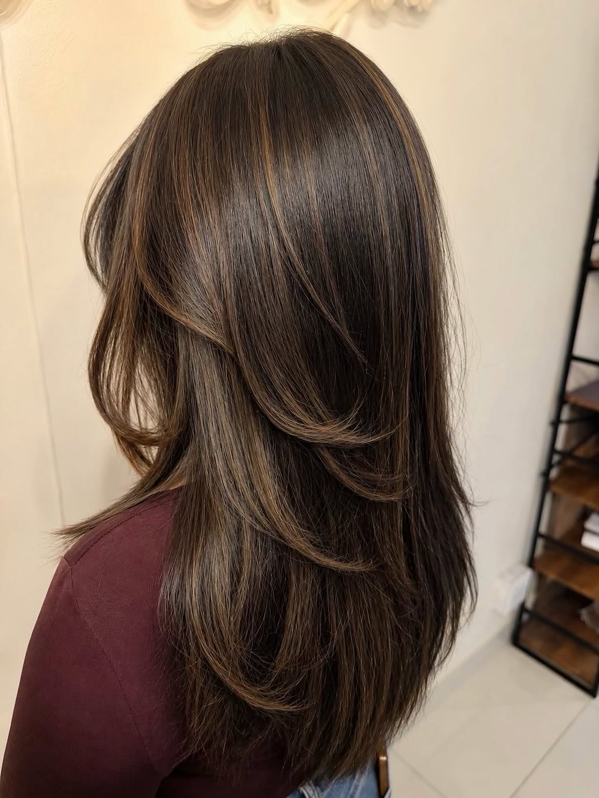 Chocolate Brown Hair With Caramel Balayage Layers