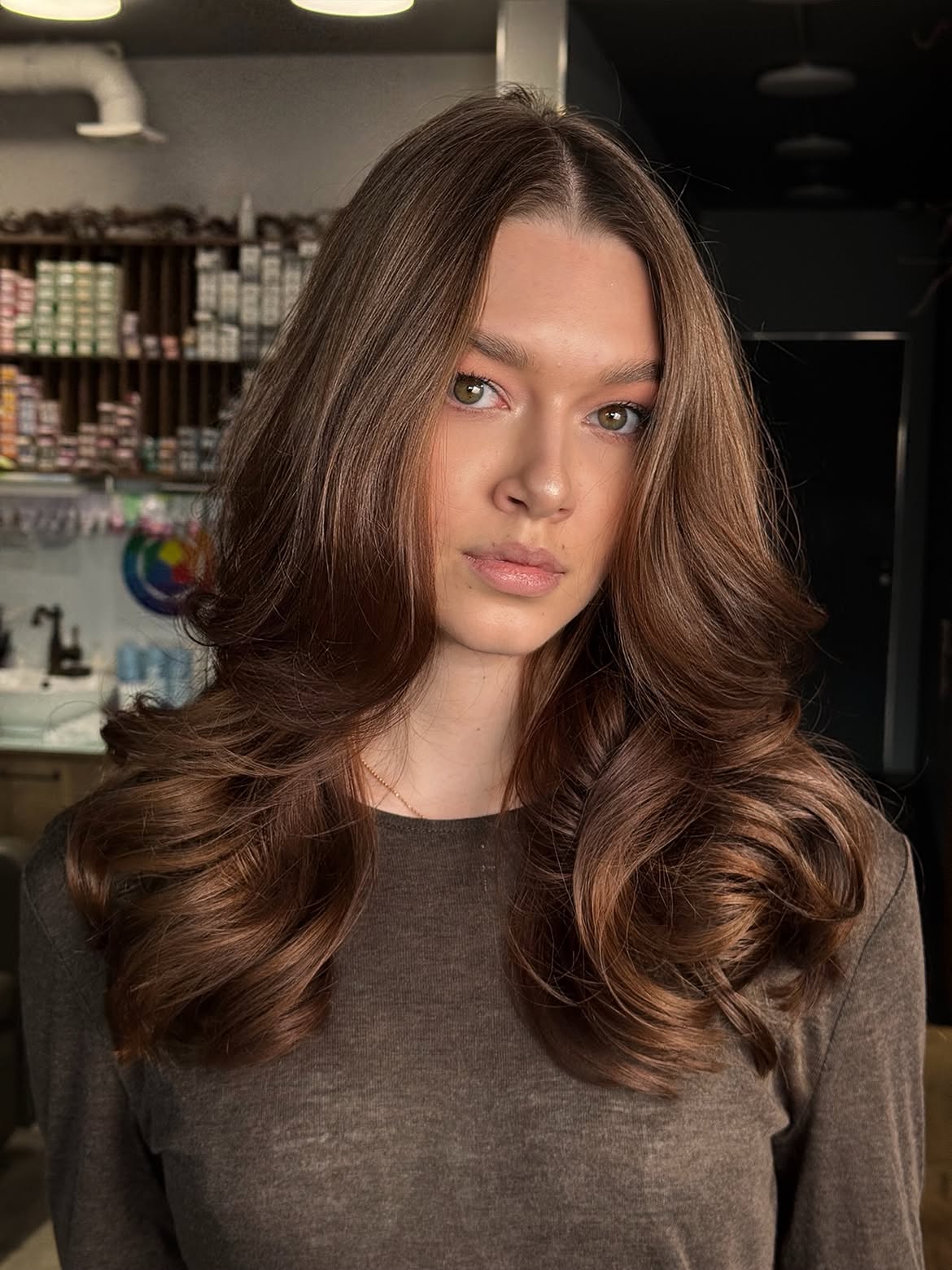 Chocolate Brown Layers With Voluminous Blowout
