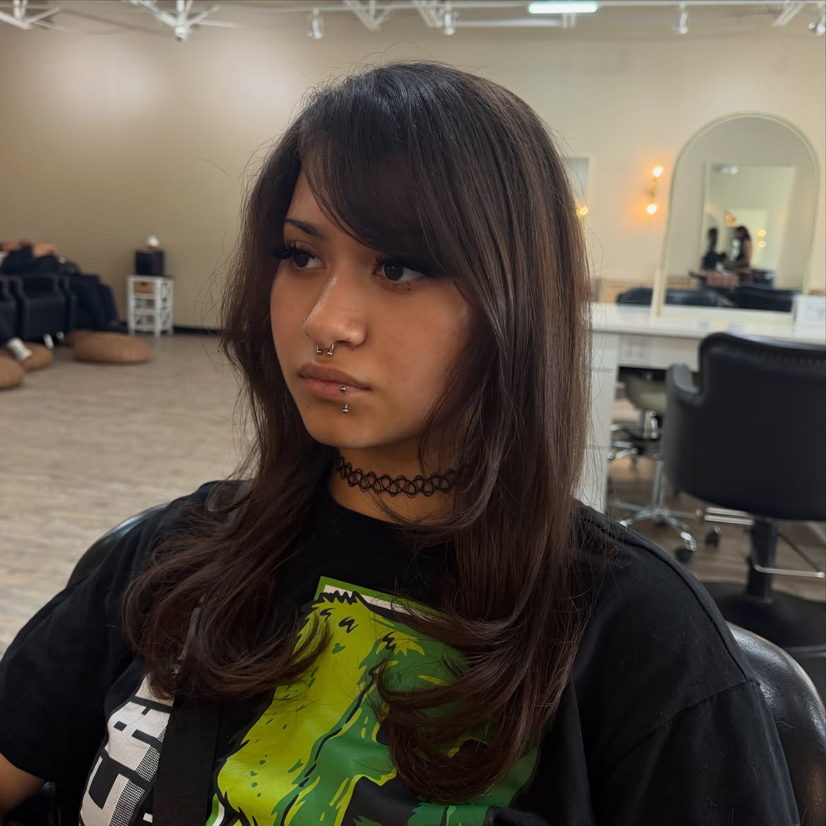 Choppy Layered Cut With Side Swept Bangs