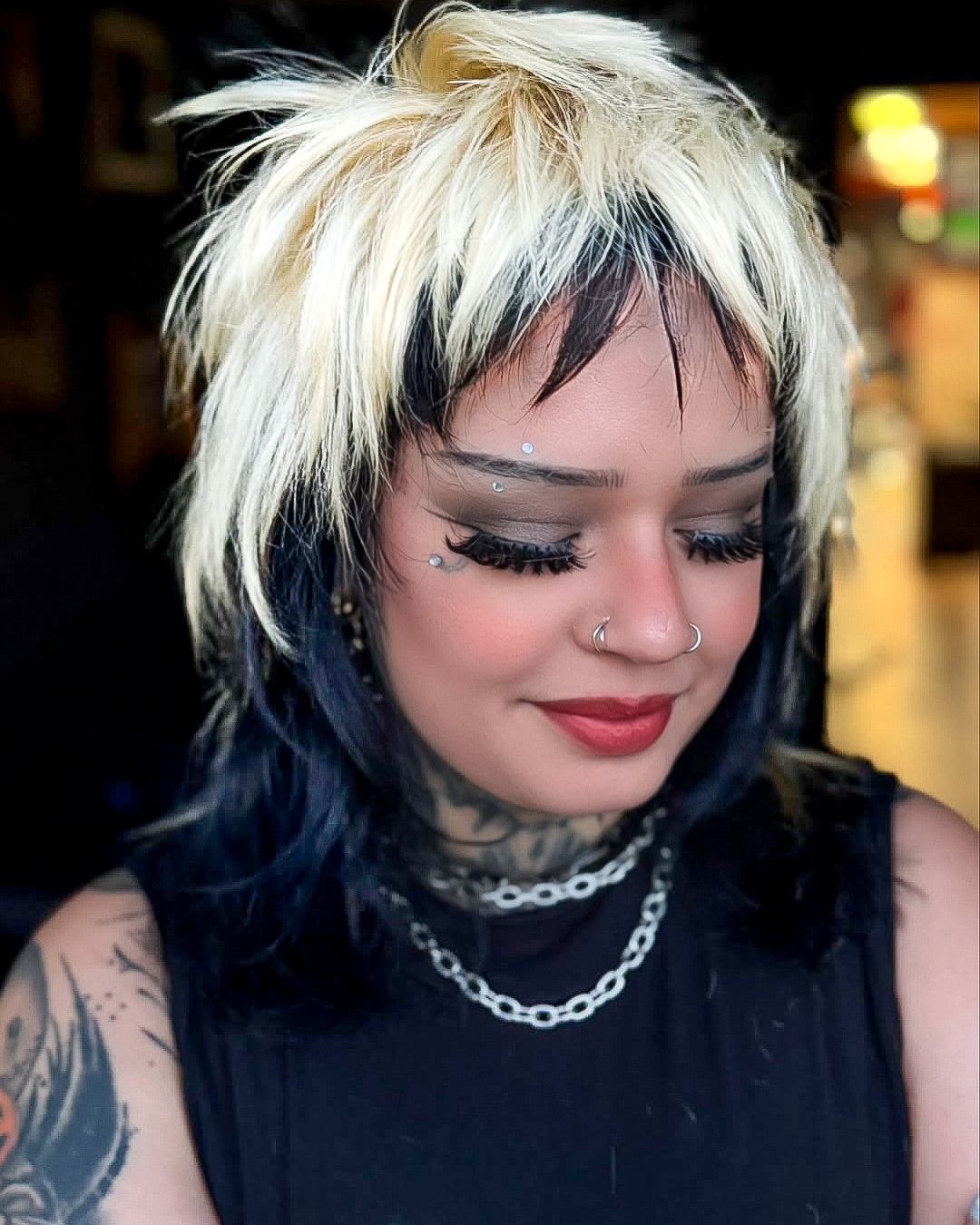 Choppy Two-Tone Mullet With Wispy Bangs