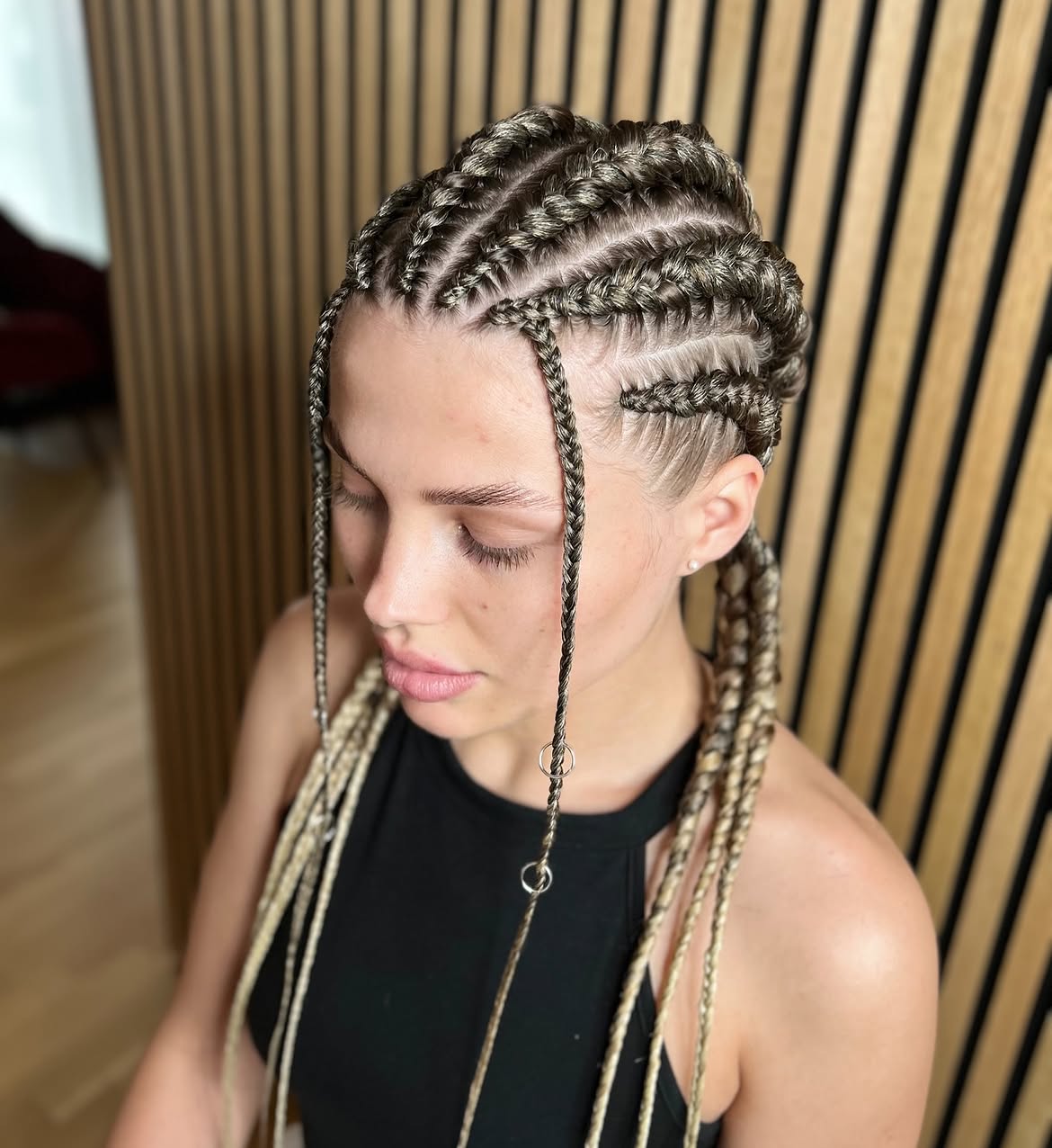 Chunky Braids with Blonde Highlights