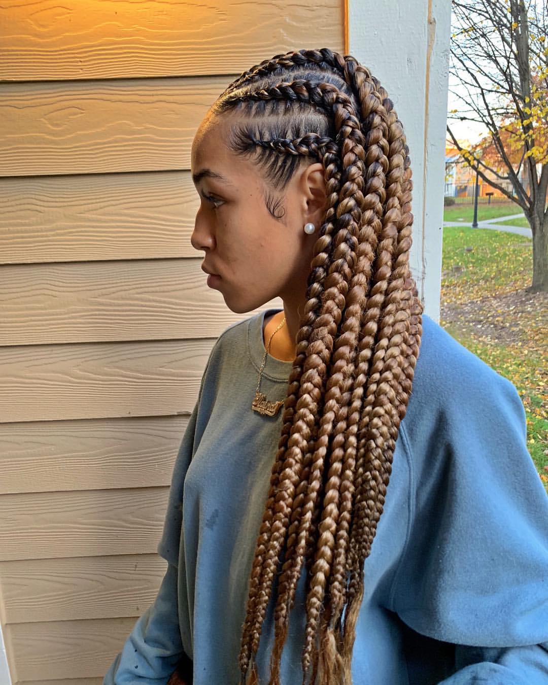 Chunky Honey Blonde Ombre Knotless Braids