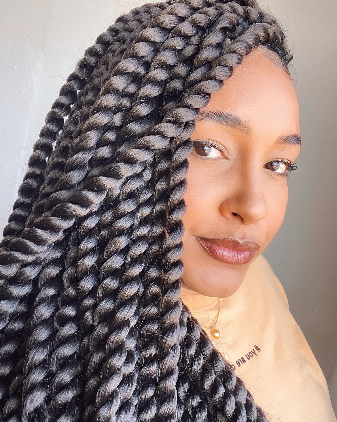 Chunky Senegalese Twists With Deep Brown Hue