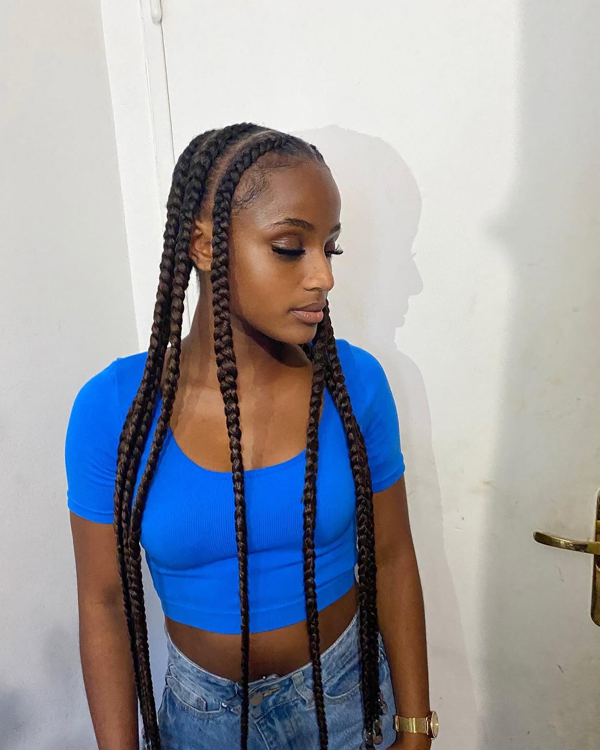 Classic Long Pop Smoke Braids With Clean Parts