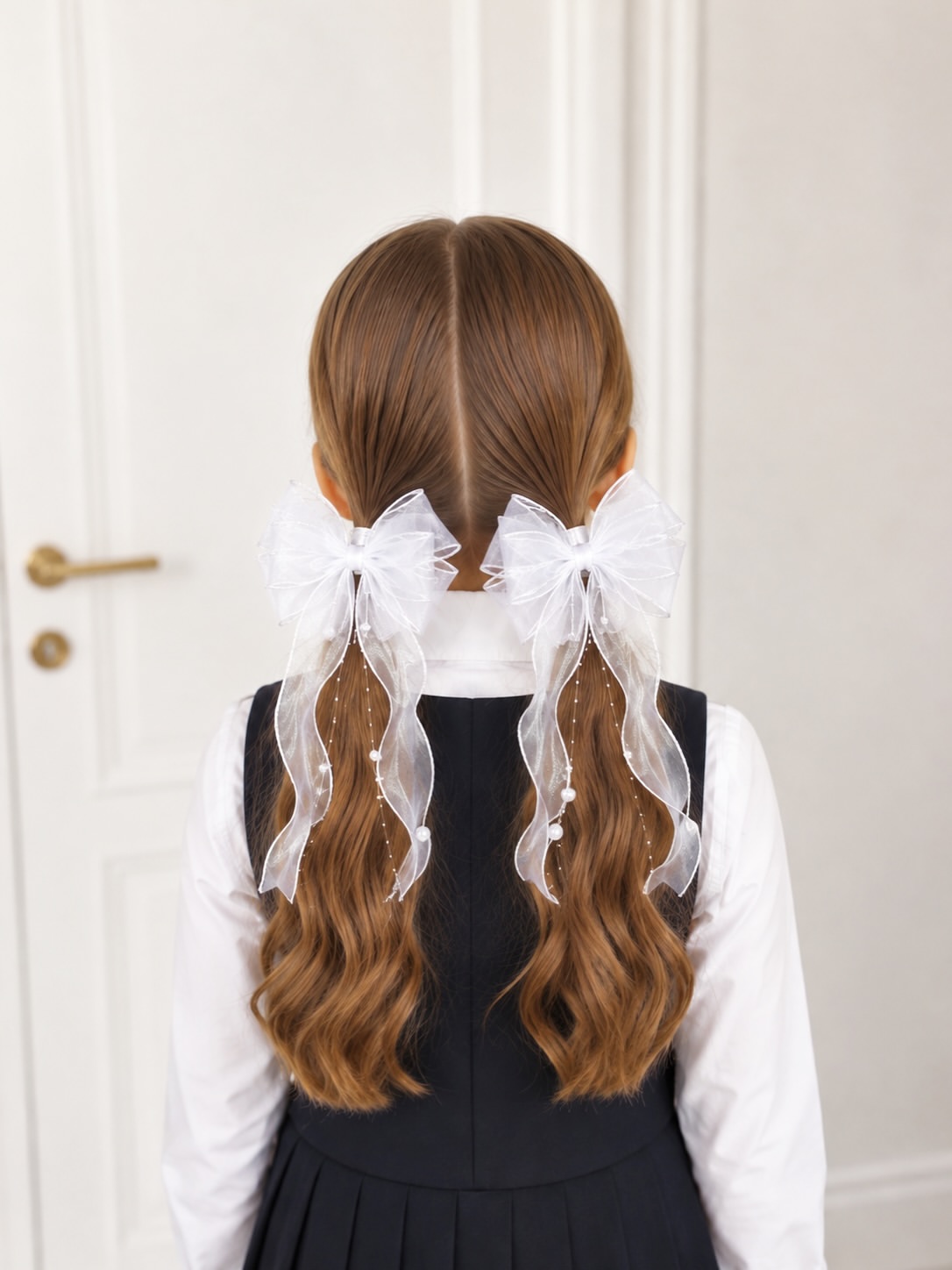 Classic Low Pigtails With Oversized Organza Bows