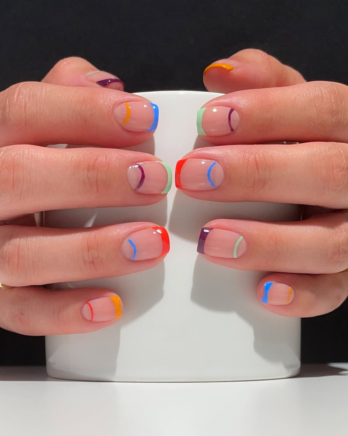 Colorful French Tip Gradient Nail Art Inspo