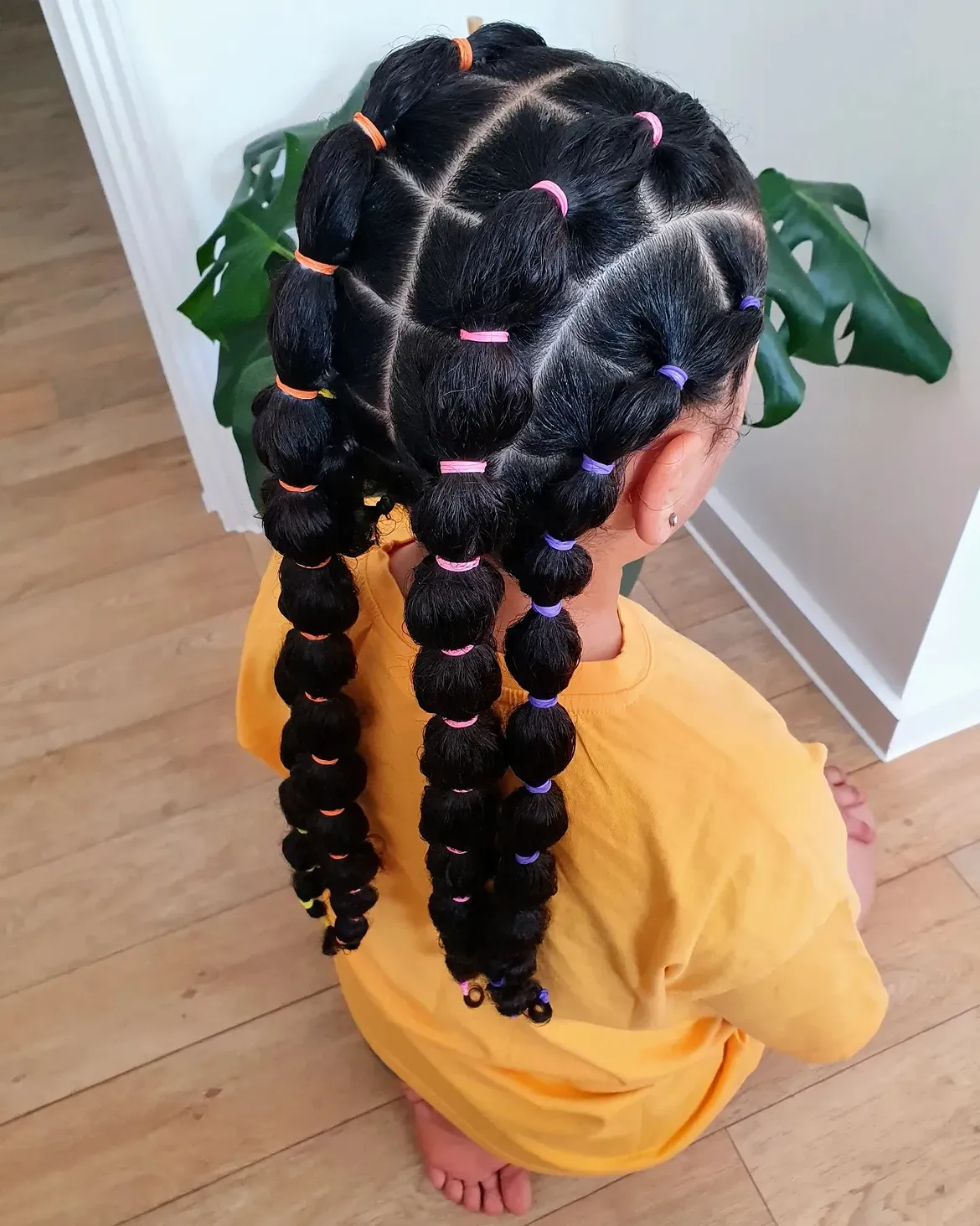 Colorful Segmented Bubble Braids For School
