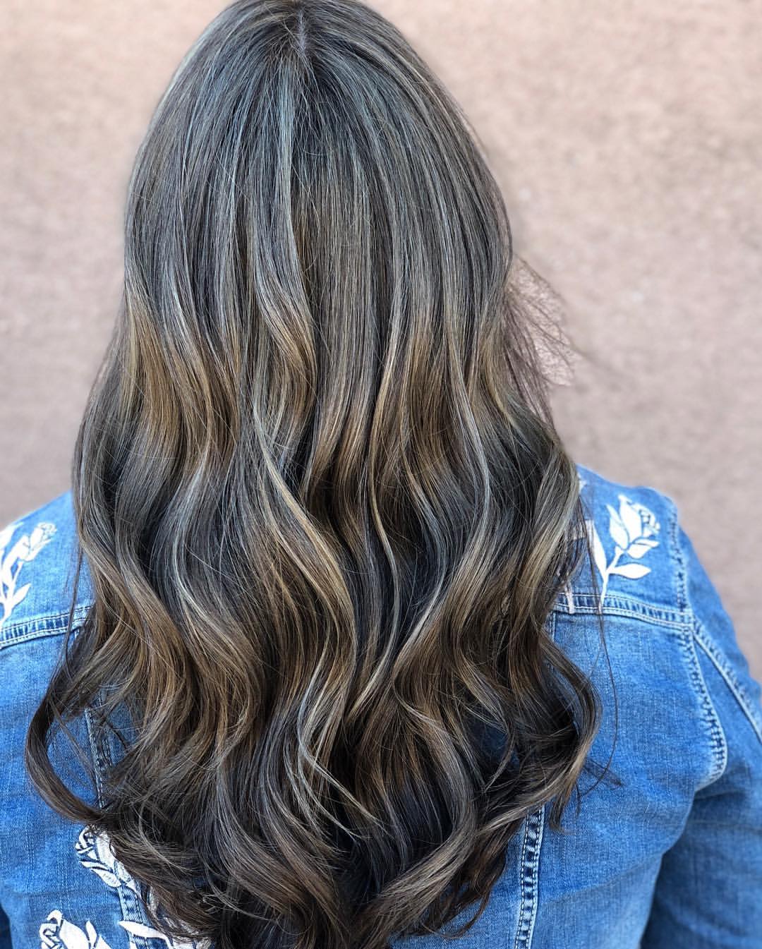 Cool Toned Brunette With Ash Blonde Lowlights