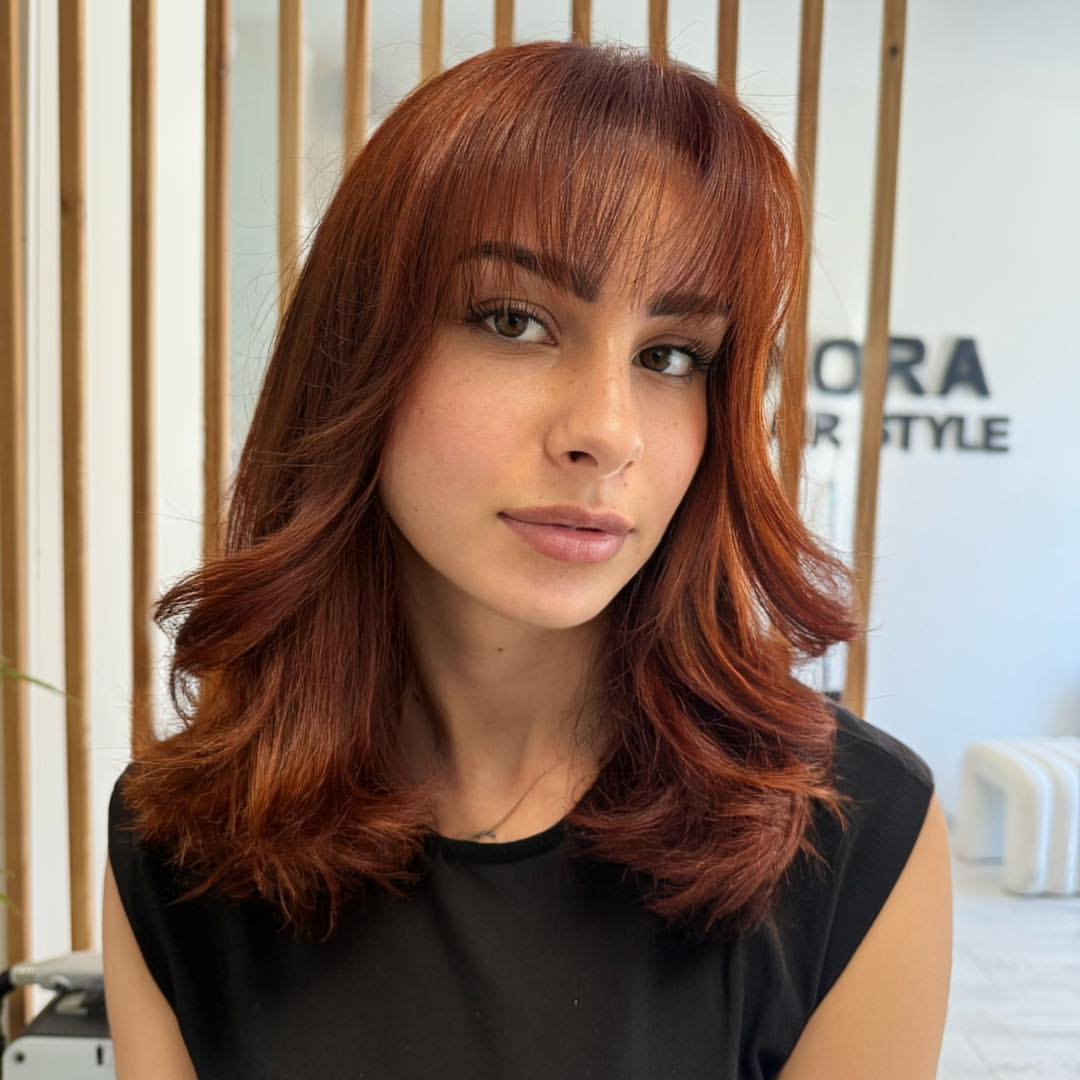 Copper Brown Layers With Wispy Fringe