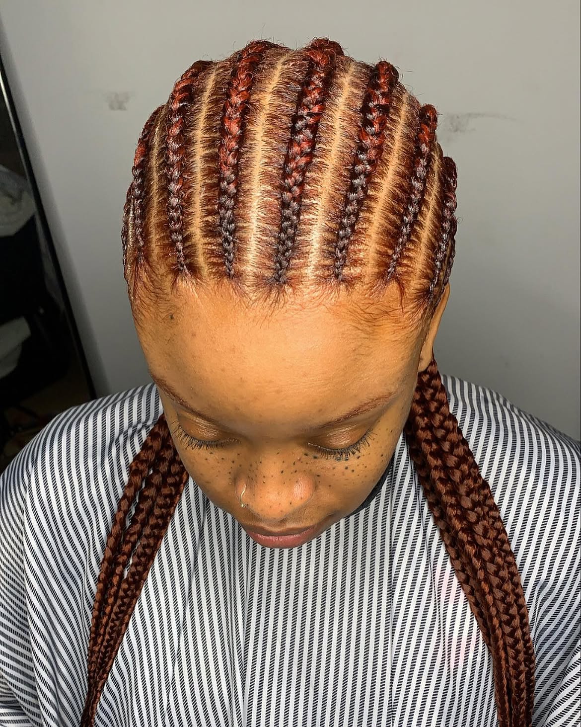 Copper Pop Smoke Braids With Feed-In Technique