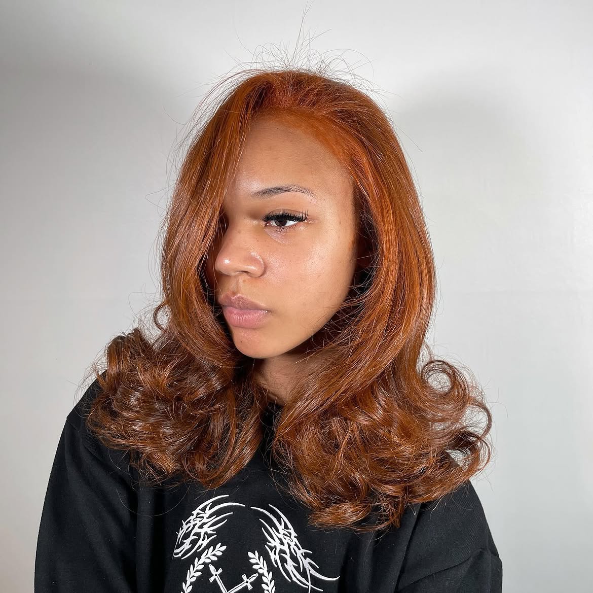Copper Sunkissed Waves With Face Framing Layers