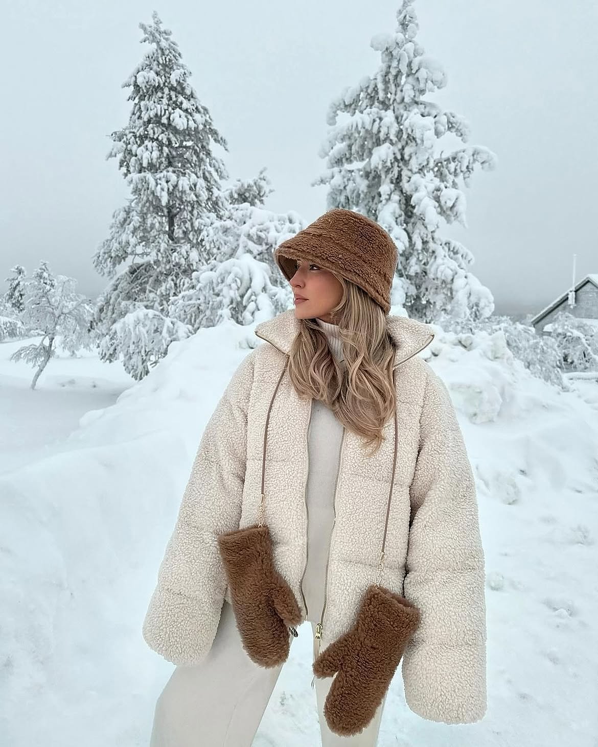 Cozy Cream Puffer And Teddy Accessories Winter Look
