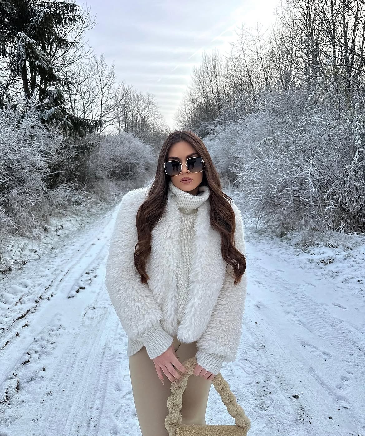 Cozy Cream Teddy Jacket And Beige Trouser Winter Outfit