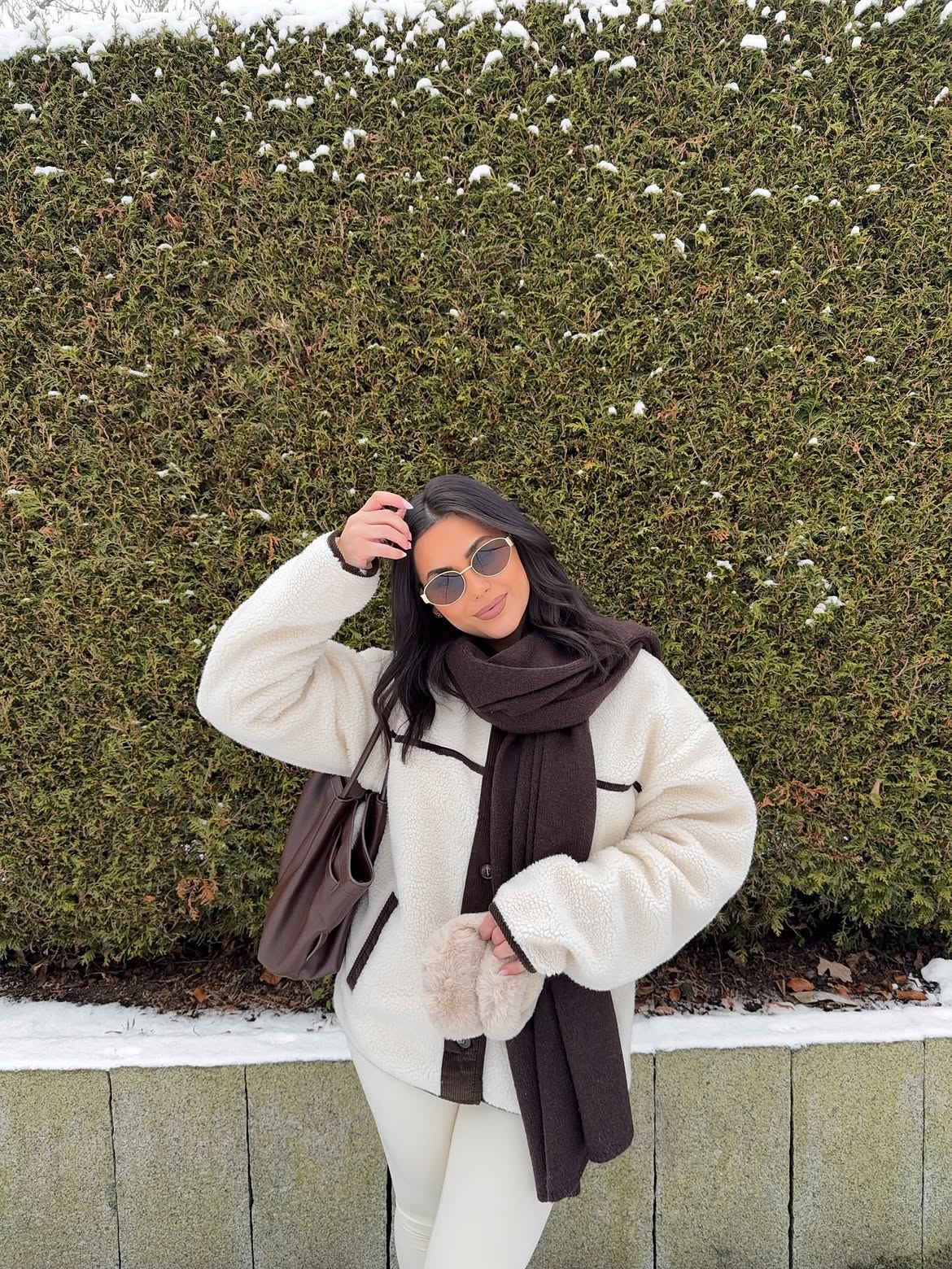 Cream Teddy Coat And Cream Leggings Cozy Look
