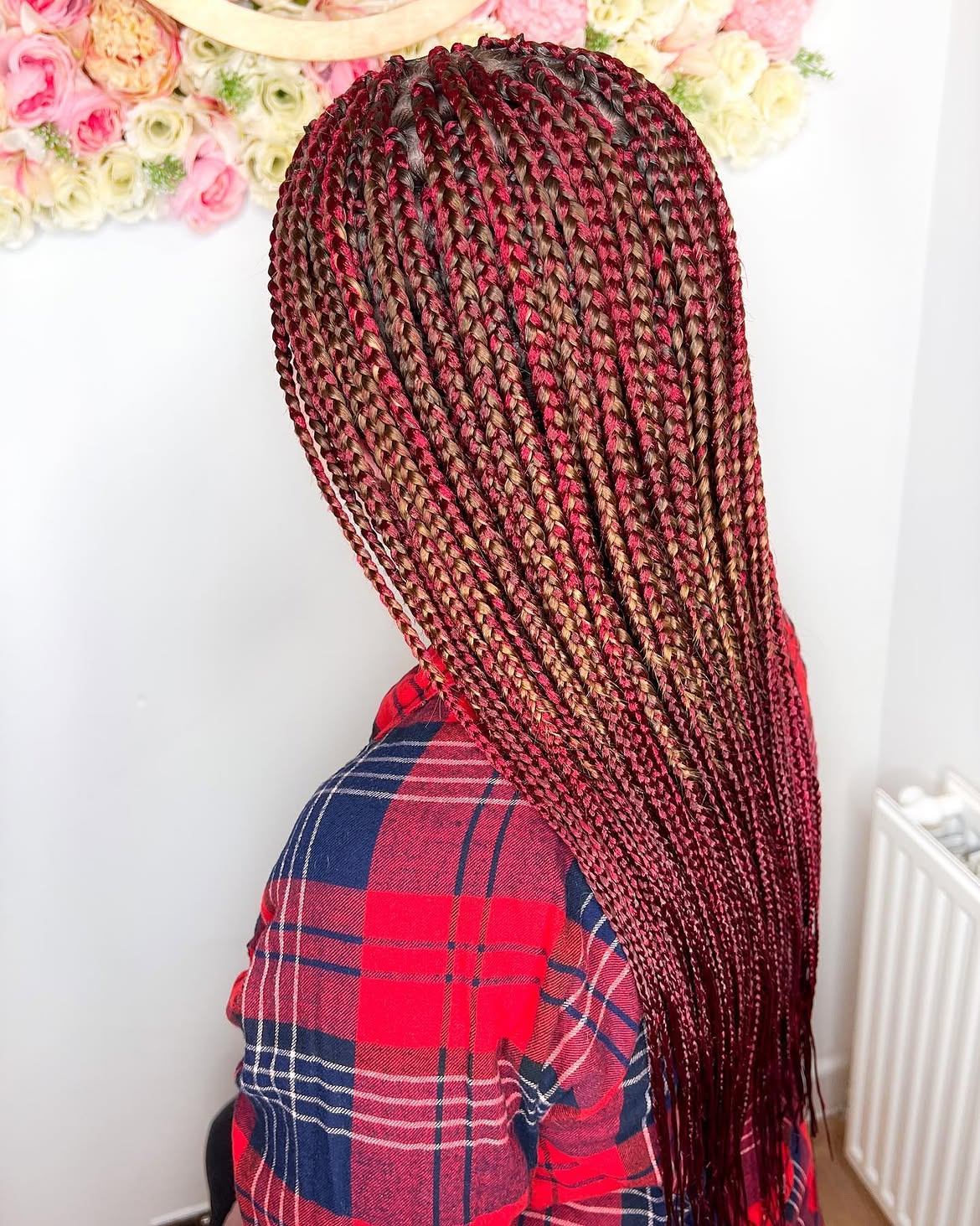 Crimson And Gold Micro Braids