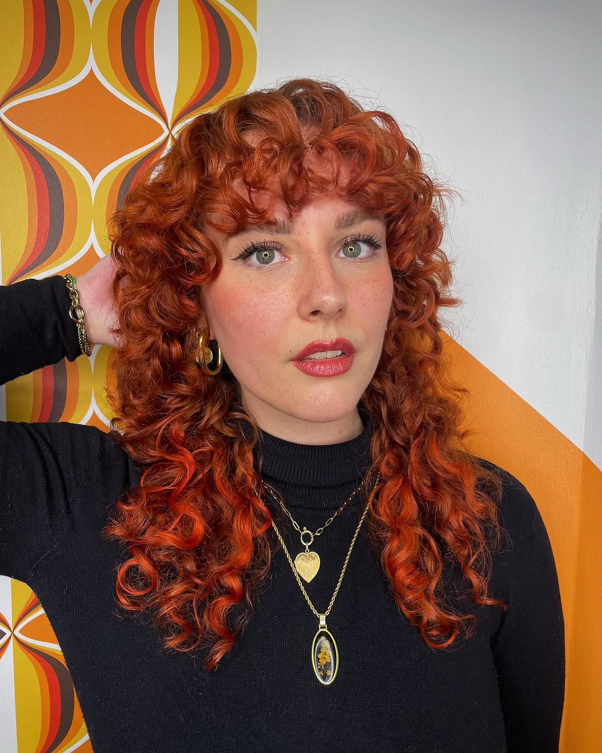 Curly Copper Shag With Wispy Fringe