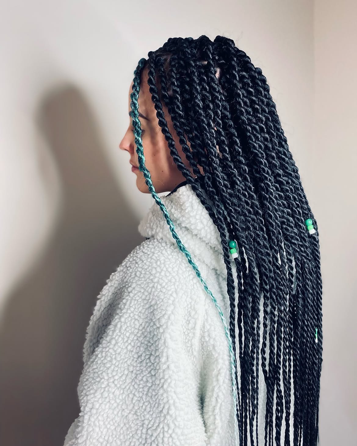 Dark Twists With Teal Accents And Beads
