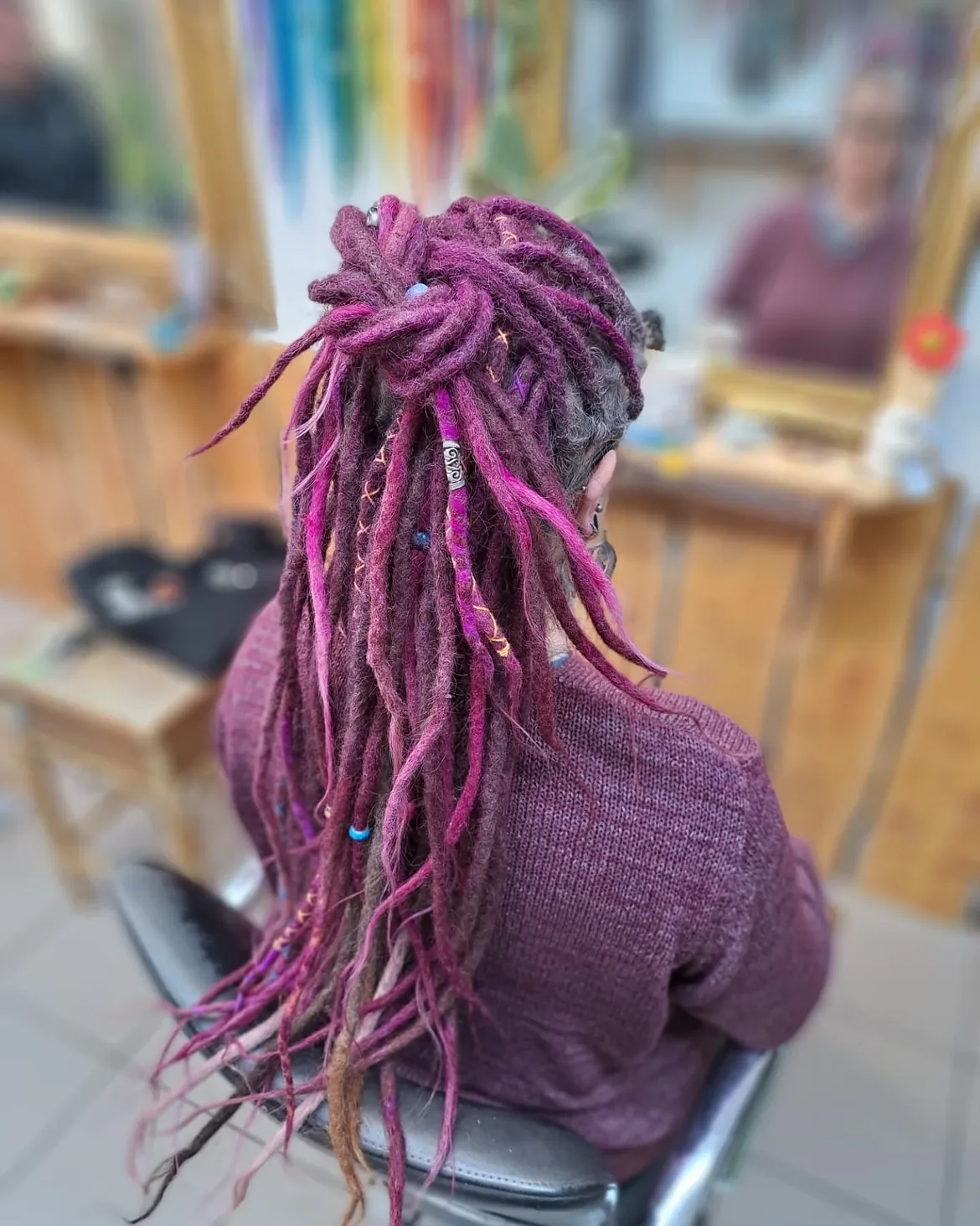 Deep Purple Magenta Dreads With Beads