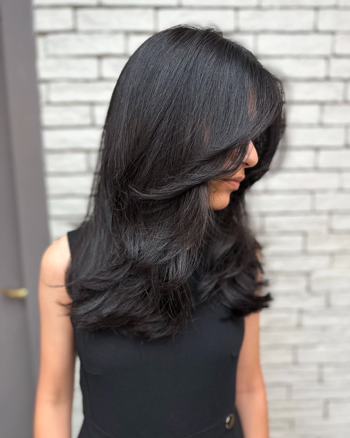 Deep Side Part Layered Waves With Dark Espresso