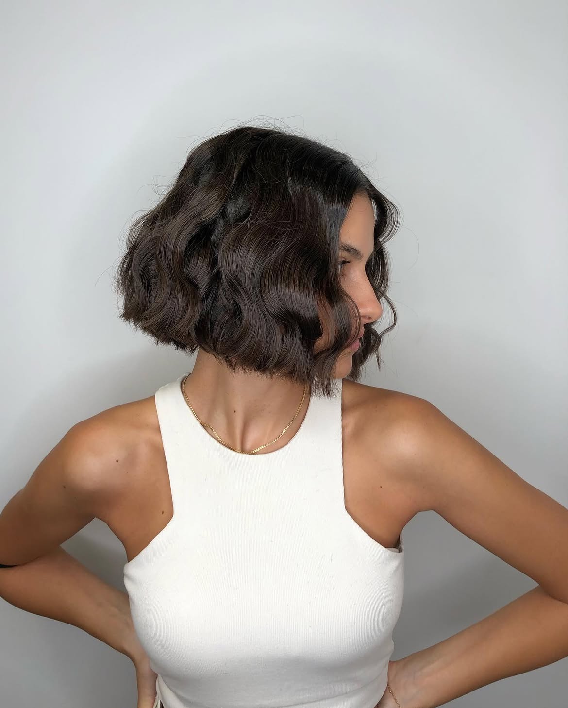Deep Wave Chin Length Bob With Dark Espresso Color