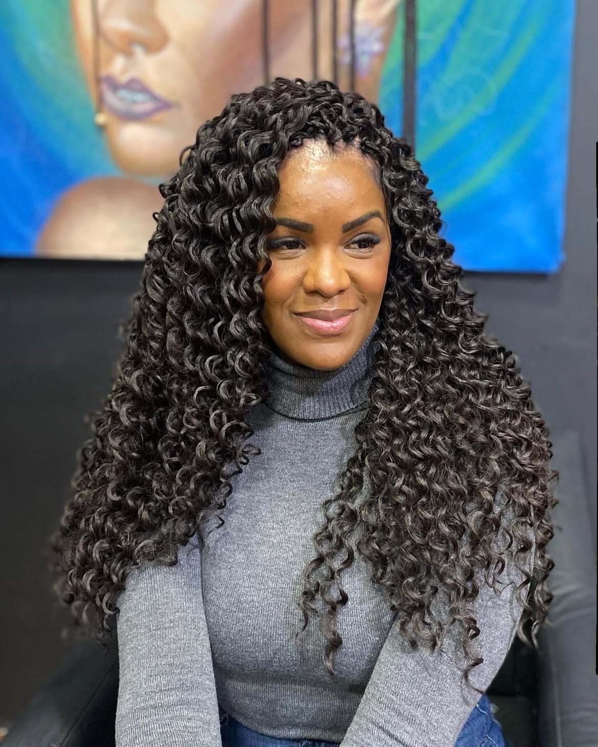 Deep Wave Crochet Braids With Loose Spirals