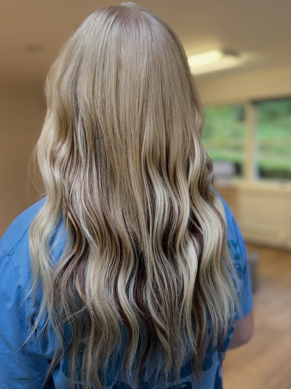 Dimensional Blonde With Rich Auburn Lowlights