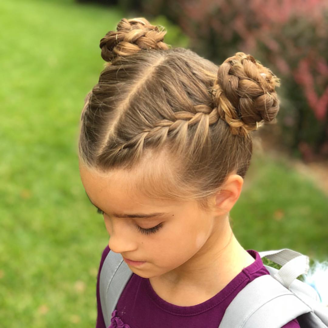 Double Braided Space Buns For School