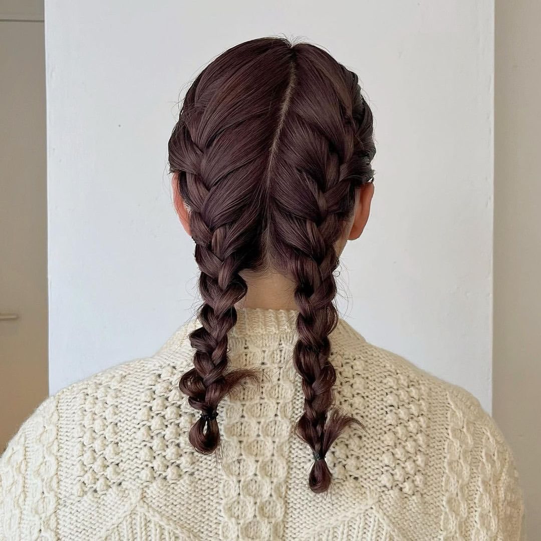 Double Dutch Braids On Rich Espresso Brown Hair