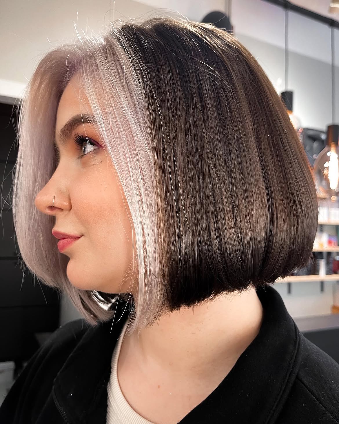 Dramatic Money Piece Bob With Ash Blonde Accent