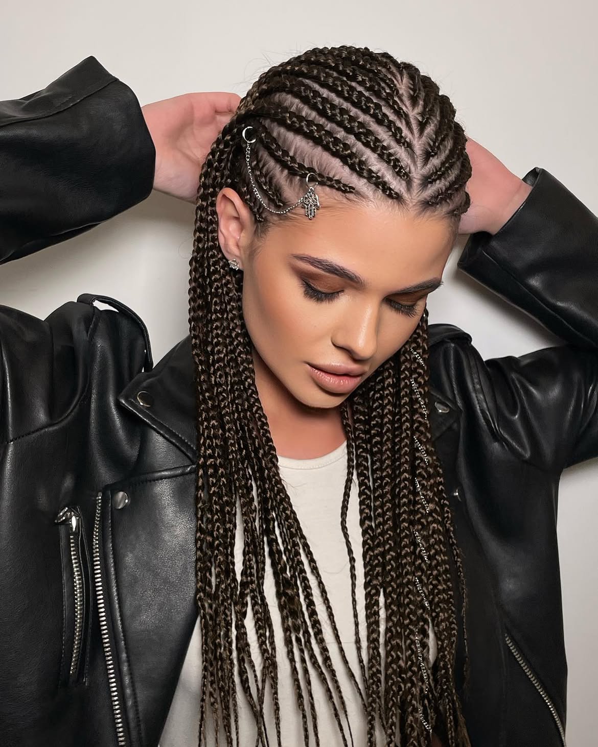 Edgy Braids With Silver Chain Accents