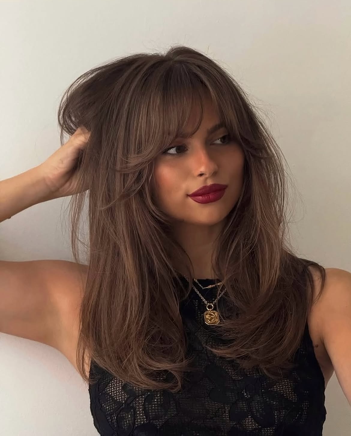 Effortless Long Layered Cut With Curtain Bangs