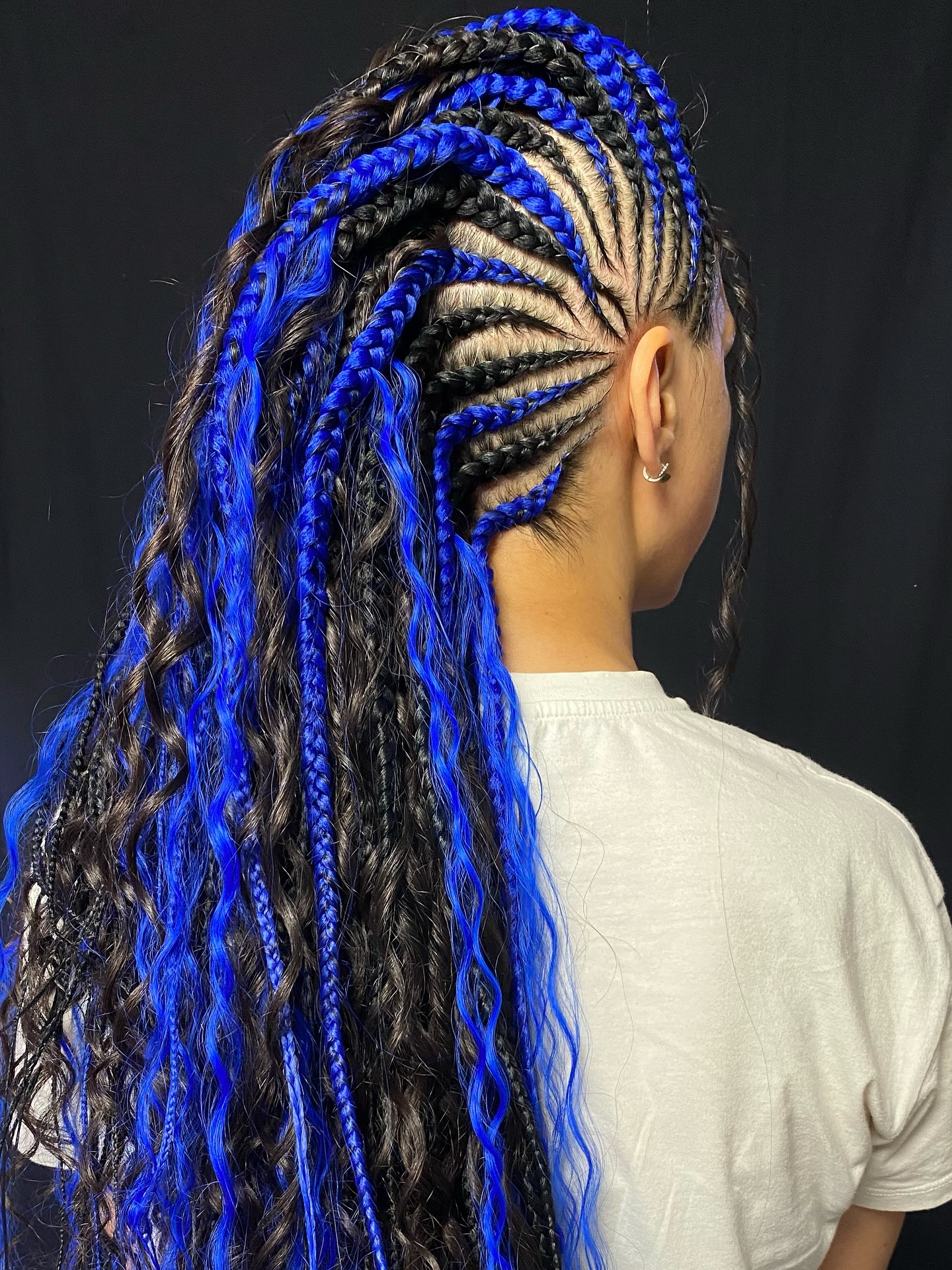 Electric Blue Tribal Braids With Loose Waves