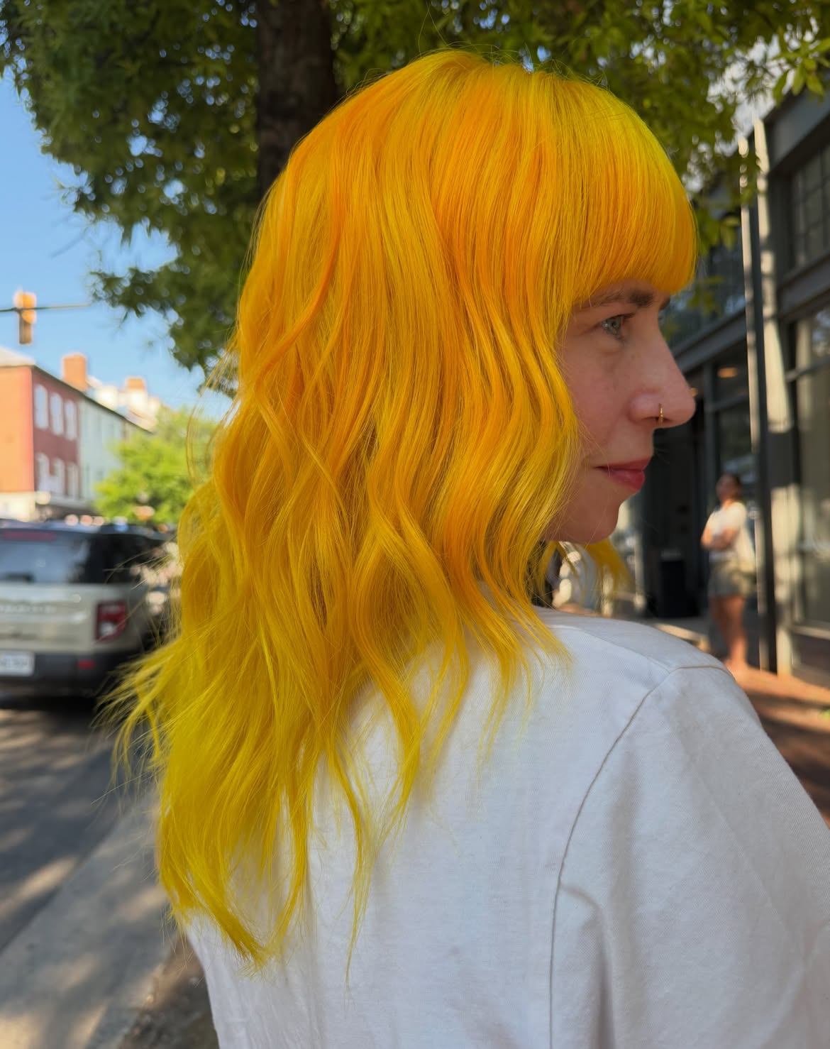 Electric Yellow Layers With Full Blunt Fringe