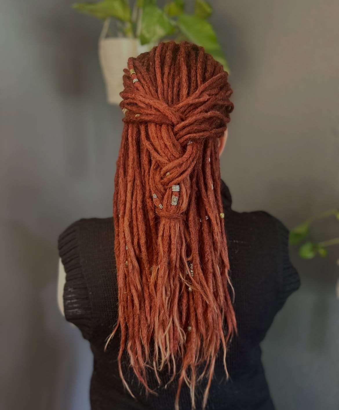 Elegant Braided Dreadlocks With Metallic Beads