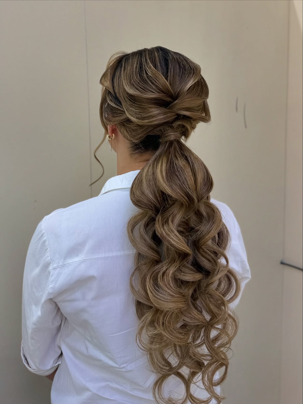Elegant Twisted Low Ponytail With Glamorous Waves