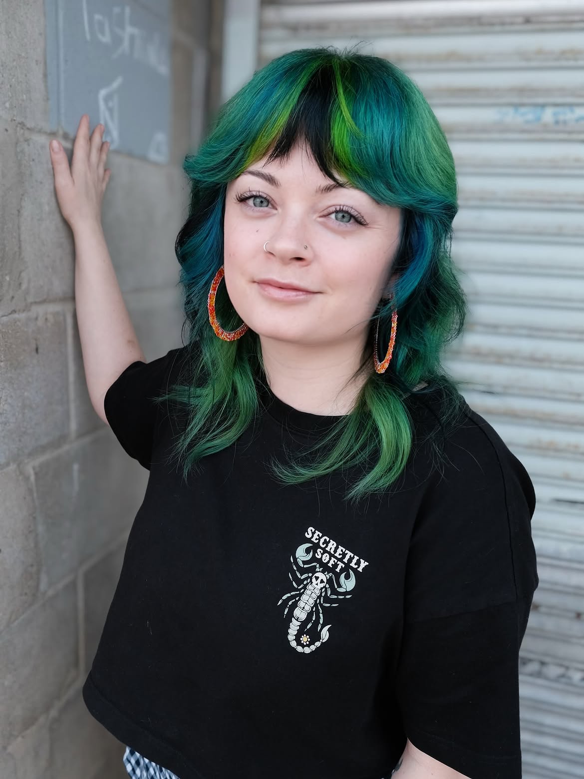 Emerald Green Teal Shag With Wispy Bangs