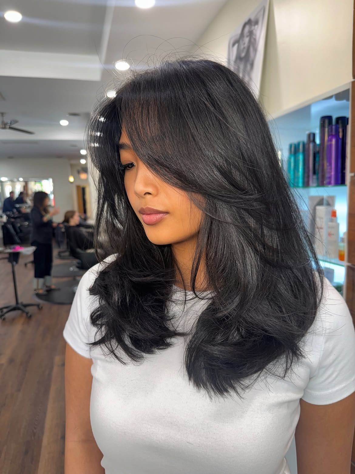 Face-Framing Layers With Effortless Curtain Bangs