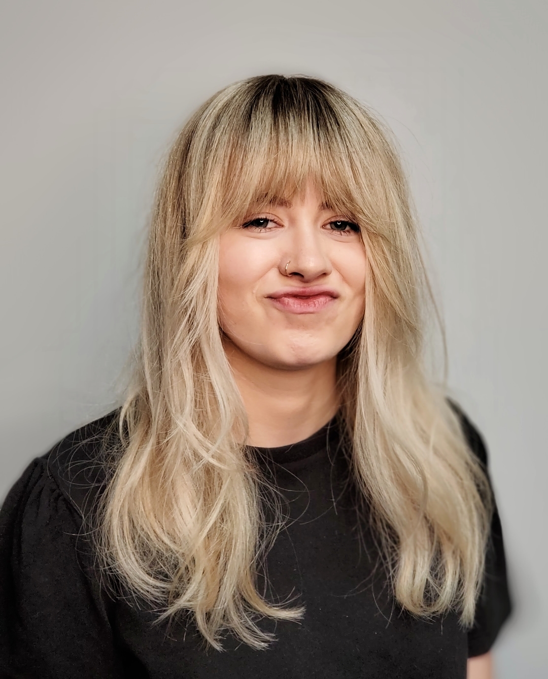 Face-Framing Layers With Soft Curtain Bangs