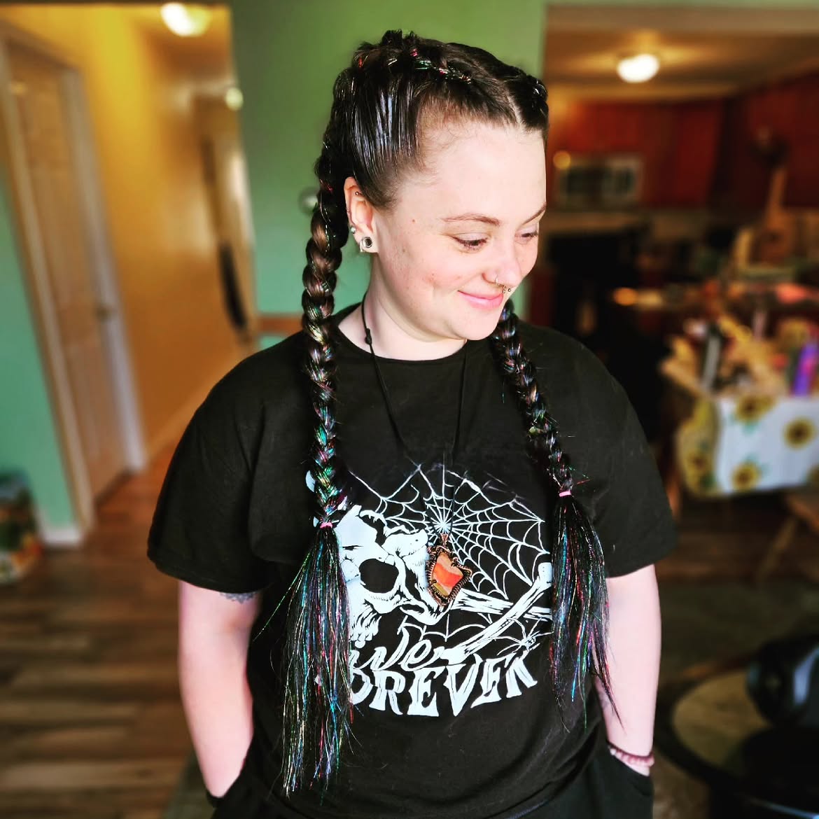 Festival Ready Dutch Braids With Metallic Hair Tinsel