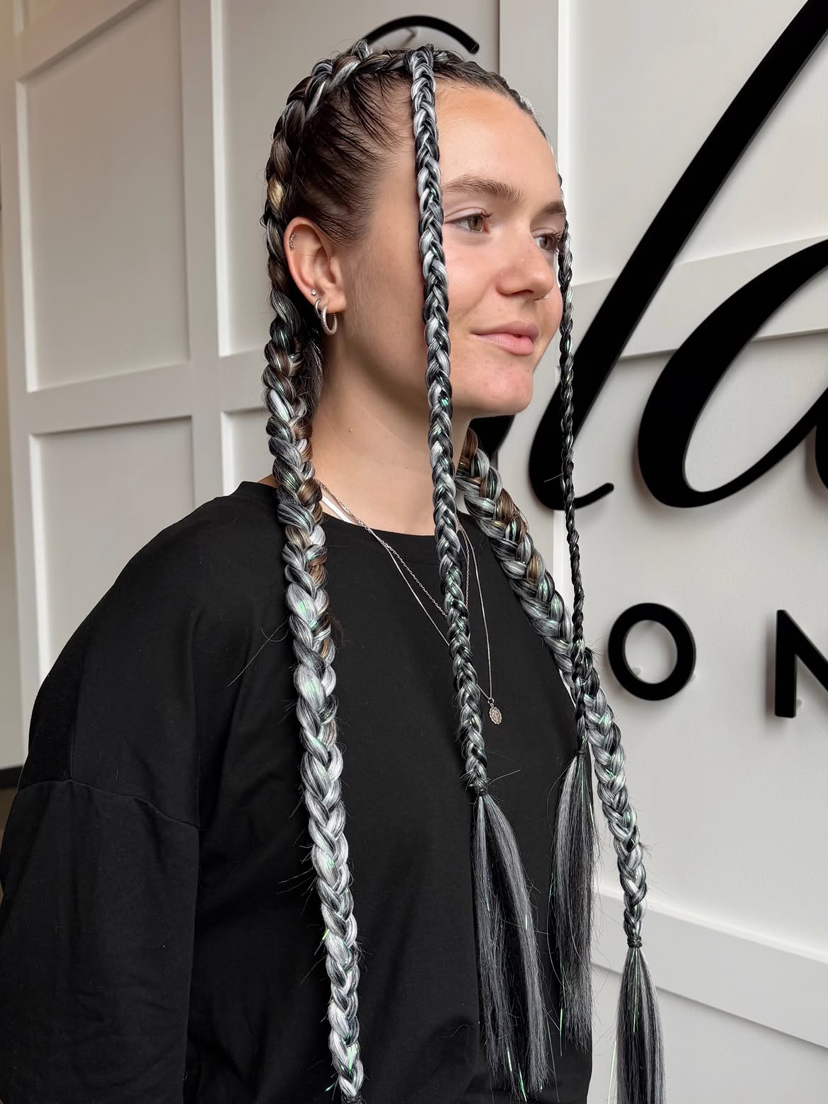 Festival Ready Dutch Braids With Metallic Tinsel