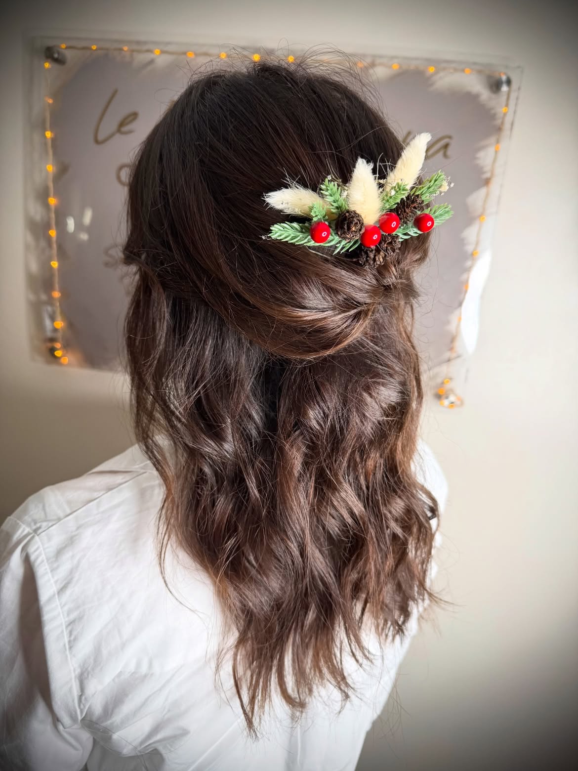 Festive Half Up Twist With Holiday Hair Accessory