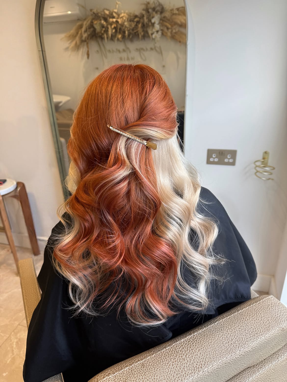 Fiery Copper And Platinum Blonde Split Dye